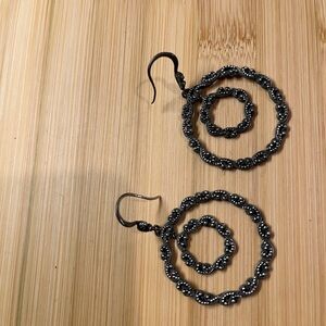 LOIS HILL 925 Sterling Silver Filigree Double Circle Earrings